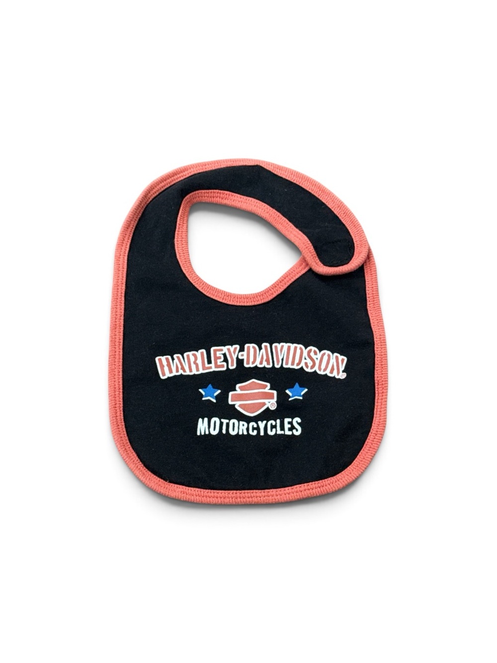 Harley-Davidson Black and Coral Baby Bib with Motorcycles Logo size 24M